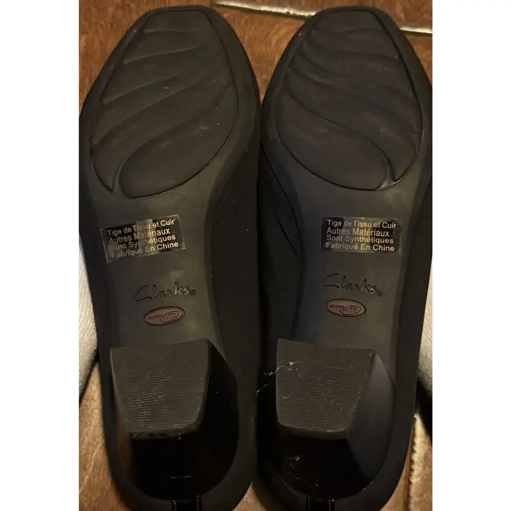 Clarks Artisan Black 8M Low Heel Slip-On Comfort Dress Shoes